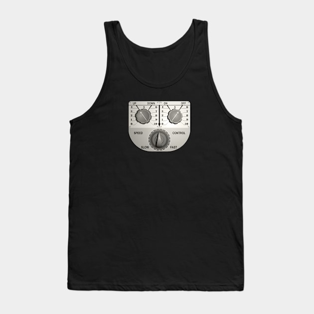 1940s Rocket Man Controller Chest Panel - Monochrome Tank Top by Out of Memory